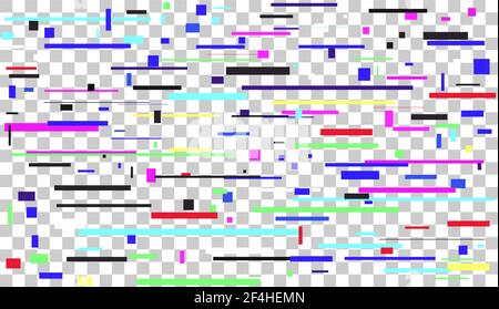 Glitch Noise Muster nahtloser Hintergrund. Statischer Fehler: Bildschirmvektor mit Glitched. Digitales statisches Signal ohne Signal. TV-Signal verloren. Stock Vektor