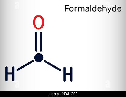 Formaldehyd, Methanol, Methylenoxid, Methylaldehyd, Oxmethanmolekül. Chemische Formel des Skeletts. Vektorgrafik Stock Vektor