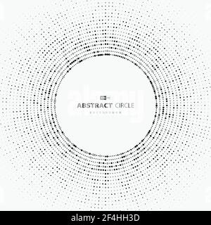 Abstrakte Kreise Punktmuster Design der runden geometrischen Stil Tech-Cover. Konturstil mit zufälliger Fokussierung von minimalem Hintergrund. Illustrationsvektor Stock Vektor