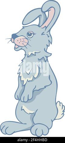 Vektor-Illustration von charmanten lächelnden Kaninchen. Stehender Hase. Stock Vektor