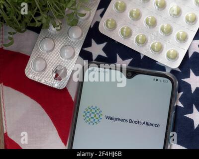 Ukraine. März 2021, 20th. Auf diesem Foto Illustration ein Walgreens Boots Alliance Logo auf dem Smartphone zu sehen. Kredit: Valera Golovniov/SOPA Images/ZUMA Wire/Alamy Live Nachrichten Stockfoto