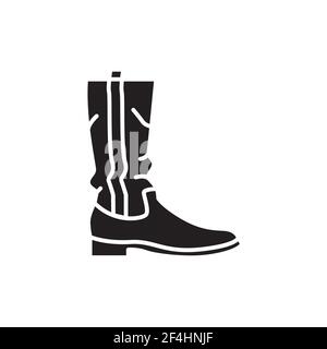 Schwarzes Glyphen-Symbol für Stiefel. Piktogramm für Webseite, mobile App, Promo. UI UX GUI Design Element. Bearbeitbare Kontur. Stock Vektor