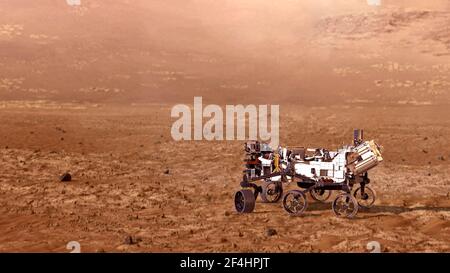 mars Rover Mission Exploration roten Planeten.Elemente dieses Bildes eingerichtet Von NASA 3D Illustration Stockfoto