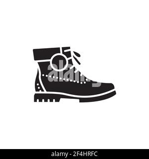 Winterstiefel schwarz Glyphe Icon. Piktogramm für Webseite, mobile App, Promo. UI UX GUI Design Element. Bearbeitbare Kontur. Stock Vektor