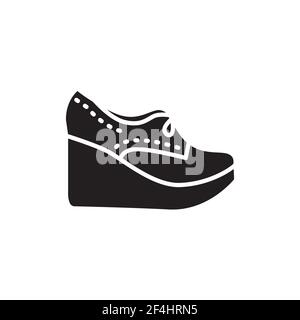 Keilstiefel mit schwarzem Glyphsymbol. Piktogramm für Webseite, mobile App, Promo. UI UX GUI Design Element. Bearbeitbare Kontur. Stock Vektor
