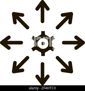 Zahnradpfeile Symbol Vektor Glyphe Illustration Stock Vektor