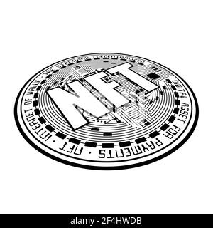 Kryptowährung Münze NFT skizzieren Perspektive Stock Vektor