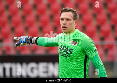 Marco Bizot (AZ) während der Eredivise AZ vs PSV am 21. März 2021at AFAS Stadion in Alkmaar, Niederlande Quelle: SCS/Soenar Chamid/AFLO/Alamy Live News Stockfoto