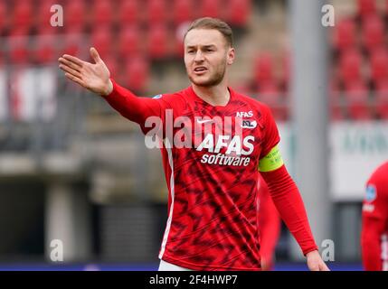 Jesper Karlsson (AZ) während der Erediviise AZ vs PSV am 21. März 2021at AFAS Stadion in Alkmaar, Niederlande Quelle: SCS/Soenar Chamid/AFLO/Alamy Live News Stockfoto