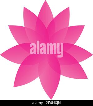 Lotusblume, Logo, Schild. Vektor flache Blume Symbol. Minimalistisches Bild auf einem isolierten Hintergrund Stock Vektor