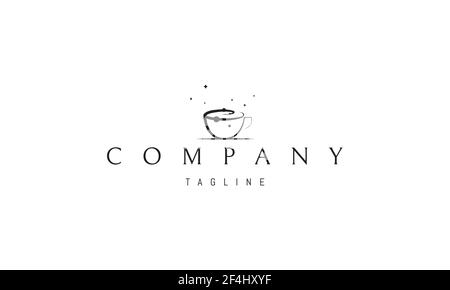 Vektor-Logo, auf dem ein abstraktes Bild einer Tasse in Form einer Galaxie. Stock Vektor
