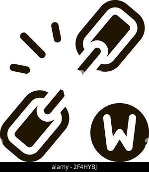 Symbol Für Zerbrochene Kette Vektorgrafik Glyphe Stock Vektor