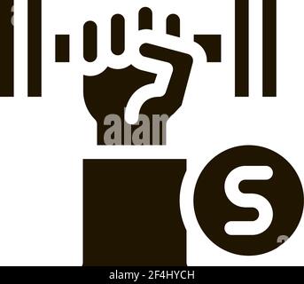 Hand Dumbbell Symbol Vektor Glyphe Illustration Stock Vektor