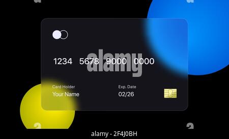 Glassmorphismus Banking Card Vector Mockup. Vorlage Für Digitale Zahlungskarten. Vektorgrafik Stock Vektor