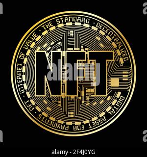 NFT Münze Gold Silhouette Stock Vektor