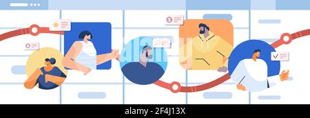 Mischen Sie Rennbusinessleute auf der Pfeilschaltfläche für das finanzielle Wachstum der Geschäftsentwicklung Konzept horizontal Stock Vektor