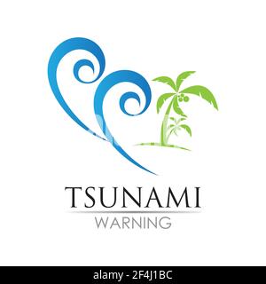 Tsunami Logo Design, Vektor, Symbol, Vorlage Wave Tsunami Splash Water Logo Stock Vektor