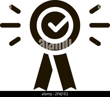 Award Medal Check Icon Vektor Glyphe Illustration Stock Vektor