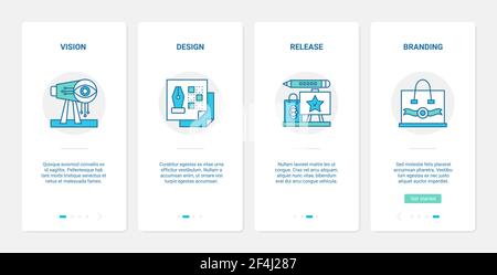 Business Startup Line Branding Technologie UX, UI Onboarding mobile App Seite Screen Set Stock Vektor