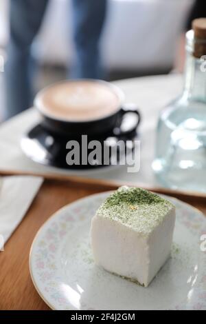 Grüner Tee Macha Kuchen japanischen Stil Dessert Stockfoto