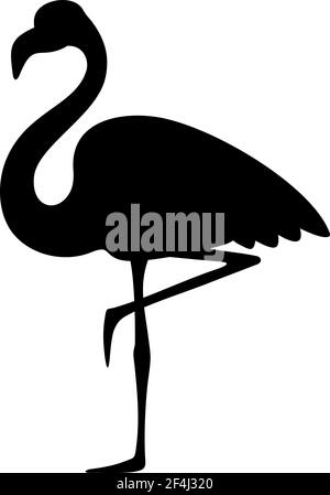 Vektor schwarze Silhouette eines tropischen Flamingo Vogel isoliert auf einem weißen Hintergrund. Stock Vektor