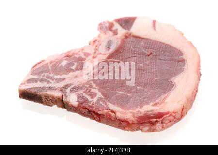 RAW Beef Steak isoliert auf weißem Hintergrund Stockfoto