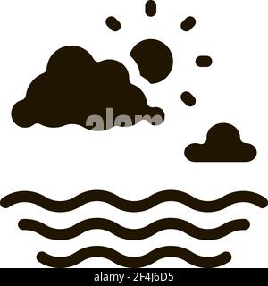 Wolkiges Wetter auf See Symbol Vektor Glyphe Illustration Stock Vektor