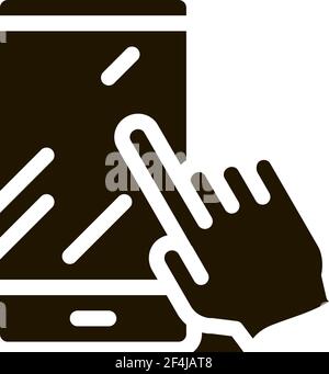 Symbol Für Hand-Touch-Telefon Vektorgrafik Glyphe Stock Vektor