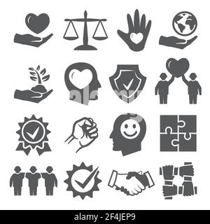 Symbole für Ehrlichkeit und Integrität auf weißem Hintergrund Stock Vektor