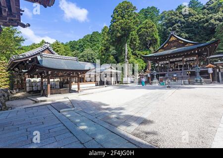 Himure Hachimangu ist der schintoistische Schrein in der Stadt Omihachiman in der Präfektur Shiga, Japan. Stockfoto