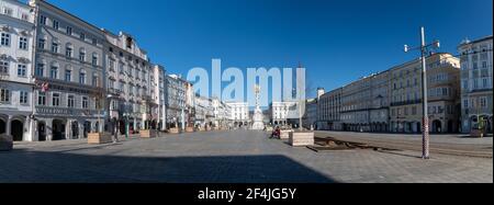 Blick auf den berühmten Hauptplatz in Linz, Österreich Stockfoto