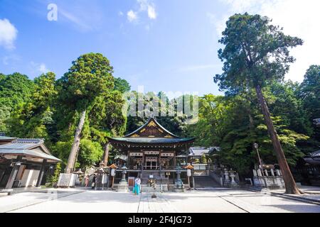 Himure Hachimangu ist der schintoistische Schrein in der Stadt Omihachiman in der Präfektur Shiga, Japan. Stockfoto