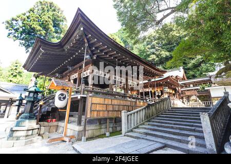 Himure Hachimangu ist der schintoistische Schrein in der Stadt Omihachiman in der Präfektur Shiga, Japan. Stockfoto