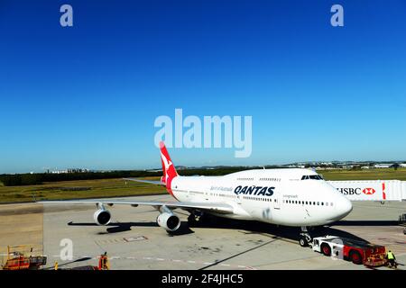 Qantas Airways in Brisbane International Airport, Australien. Stockfoto