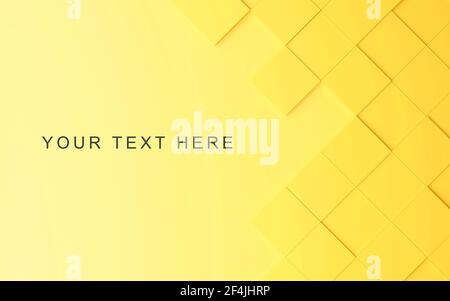 Geometrischer abstrakter gelber Hintergrund aus Quadraten, 3D Rendering. Stockfoto