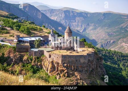 Luftaufnahme der Heiligen Paul und Peter Kathedrale von Das Kloster Tatev in der Provinz Syunik in Armenien Stockfoto