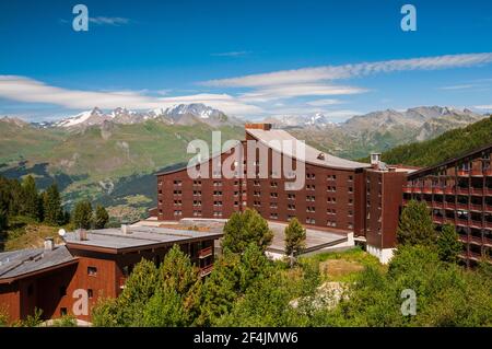 Les Arcs 2000 Resort, Hochtal Tarentaise, Französische Alpen, Savoie (73), Region Auvergne-Rhone-Alpes, Frankreich Stockfoto