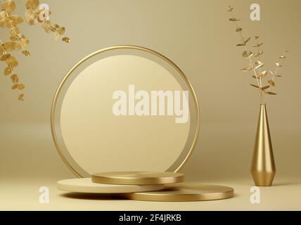 Abstrakte geometrische Form beige Farbe minimalistische Szene mit Podium Stockfoto