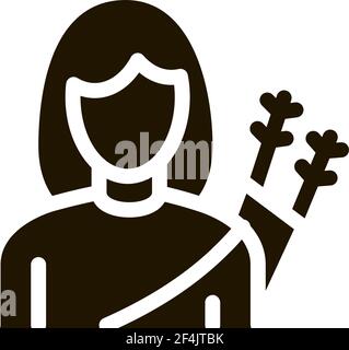 Archer Frau Silhouette Symbol Vektor Stock Vektor