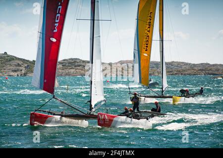 Big Boat Sailing Race M32 Katamaran Wettbewerb in Marstrand Schweden Stockfoto