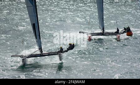 Big Boat Sailing Race M32 Katamaran Wettbewerb in Marstrand Schweden Stockfoto