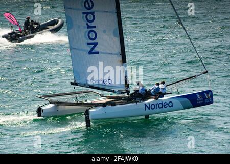 Big Boat Sailing Race M32 Katamaran Wettbewerb in Marstrand Schweden Stockfoto