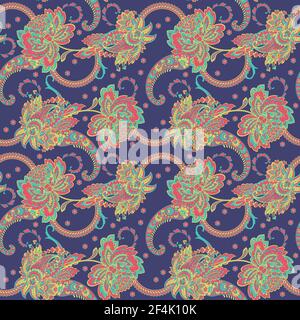 Paisley Floral orientalisches Ethno-Muster. Vektor Nahtloses Ornamental indischen Stoffmuster. Stock Vektor