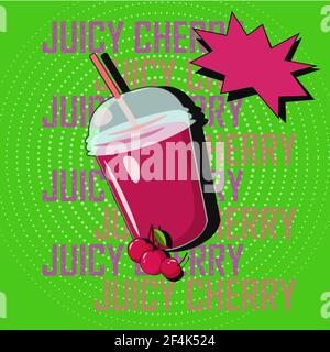 Vector Kirschsaft Cocktail im Pop Art Stil Stock Vektor