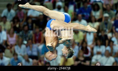 OLYMPISCHE SPIELE IN ATHEN 14/8/2004.SYNCHRONSPRINGEN PETER WATERFIELD UND LEON TAYLOR GB TEAMBILD DAVID ASHDOWN Stockfoto