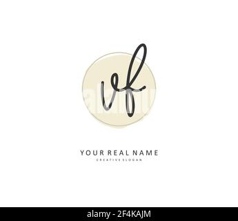 VF Initial Letter Handschrift und Unterschrift Logo. Ein Konzept handschriftlich Initiallogo mit Template-Element. Stock Vektor