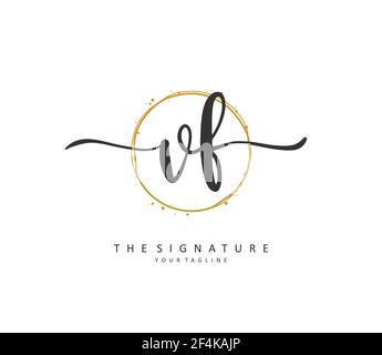 VF Initial Letter Handschrift und Unterschrift Logo. Ein Konzept handschriftlich Initiallogo mit Template-Element. Stock Vektor