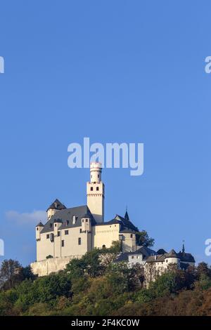 Geographie / Reisen, Deutschland, Rheinland-Pfalz, Braubach, Marksburg oberhalb der Stadt Brau, Additional-Rights-Clearance-Info-not-available Stockfoto