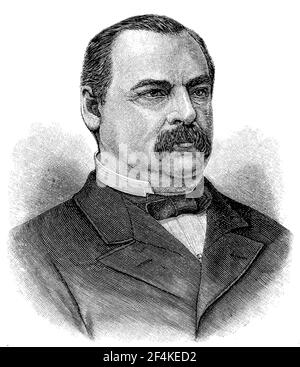 Stephen Grover Cleveland, 18. März 1837 - 24. Juni 1908, war ein US-Politiker und der 22nd und 24th Präsident der Vereinigten Staaten / Stephen Grover Cleveland, 18. März 1837 - 24. Juni 1908, war ein US-amerikanischer Politiker und der 22. Sowie 24. Präsident der Vereinigten Staaten, Historisch, historisch, digital verbesserte Reproduktion eines Originals aus dem 19th. Jahrhundert / digitale Reproduktion einer Originalvorlage aus dem 19. Jahrhundert Stockfoto