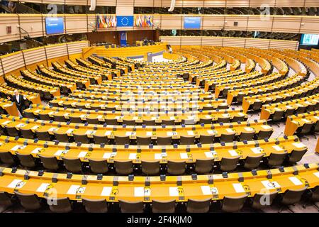 Brüssel, Belgien. Der Plenarsaal des Europäischen Parlamentes. Stockfoto